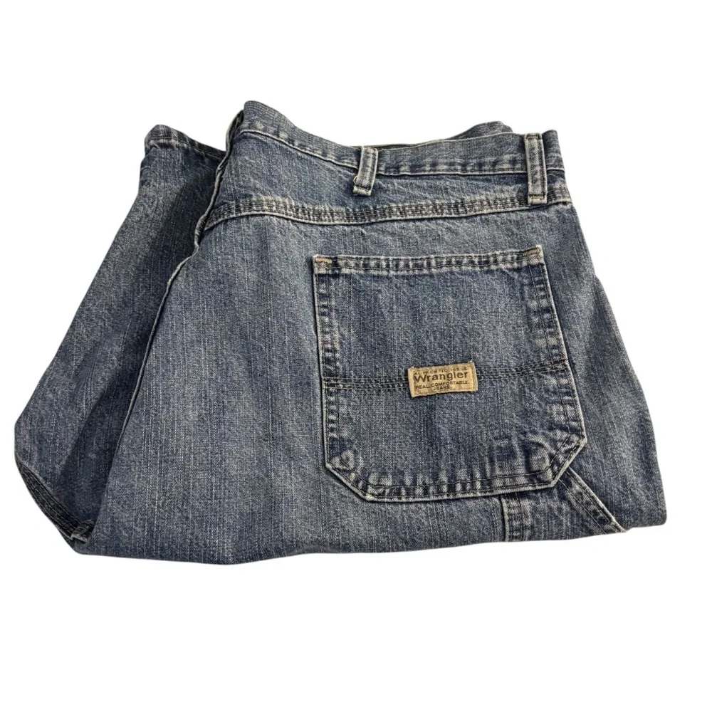 Wrangler Men’s Y2K Blue Cargo Carpenter Denim Jean Shorts Size 40 💯 Cotton  ,